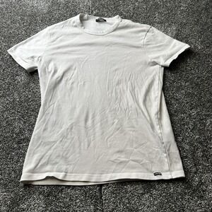 Tom Ford Shirt Mens L White Crew Neck Short Sleeve Logo Cotton Stretch